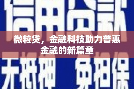 麻山微粒贷，金融科技助力普惠金融的新篇章