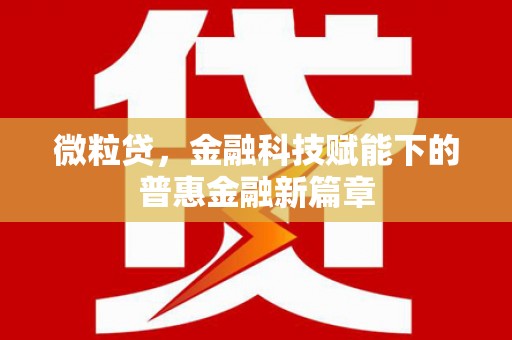 麻山微粒贷，金融科技赋能下的普惠金融新篇章