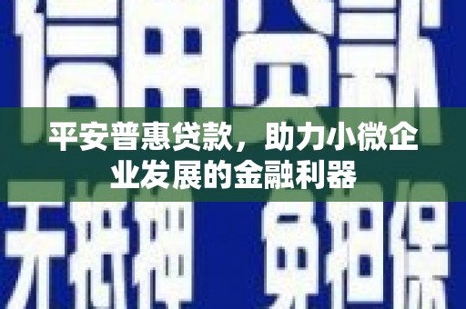 麻山平安普惠贷款，助力小微企业发展的金融利器