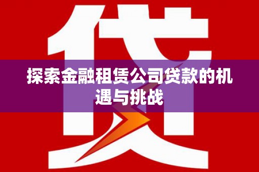麻山探索金融租赁公司贷款的机遇与挑战