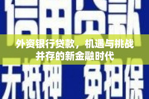 麻山外资银行贷款，机遇与挑战并存的新金融时代