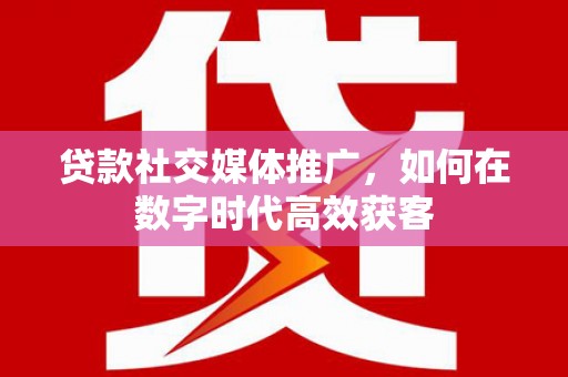 麻山贷款社交媒体推广，如何在数字时代高效获客