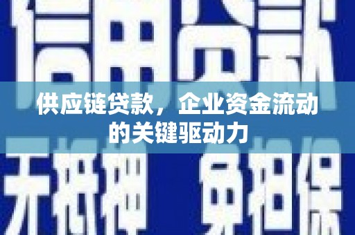 麻山供应链贷款，企业资金流动的关键驱动力